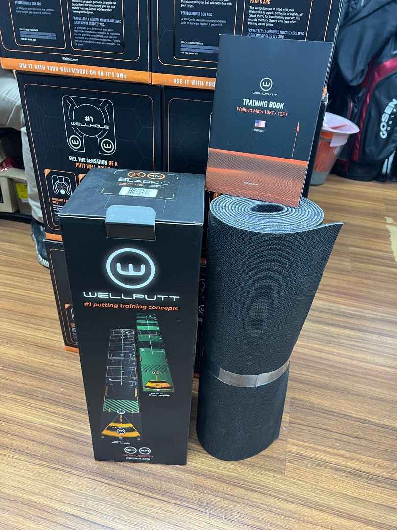 NEW WellPutt 4m Putting Mat - Classic (BLACK) Putting Mat + Manual + Box
