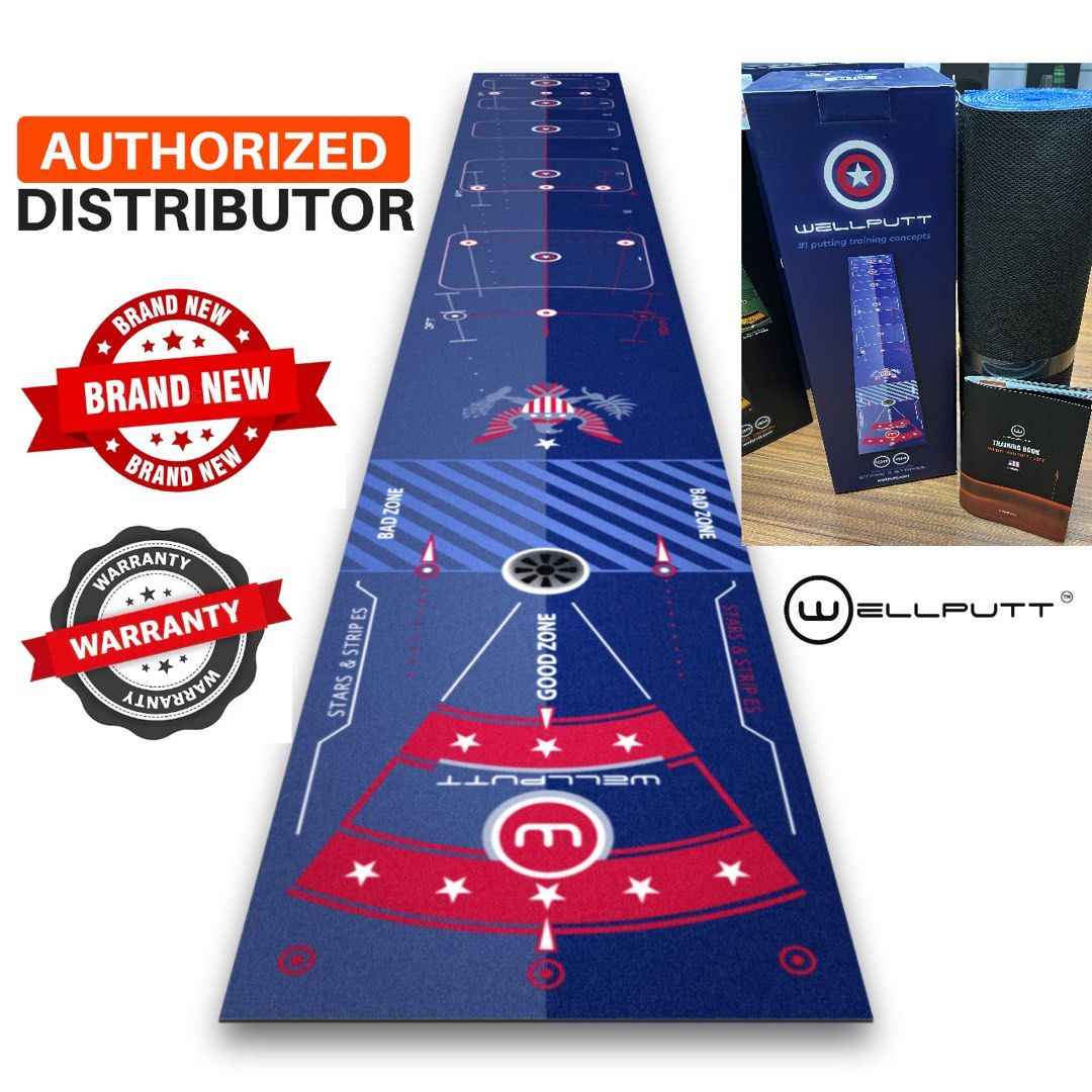 NEW WellPutt 4m Putting Mat - Stars & Stripes Edition Putting Mat + Manual + Box