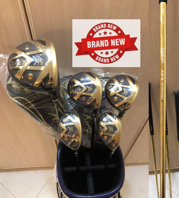 NEW 2022 Akira ADR Vintage 24K Gold Driver, 3 Wood, 5 Wood, 19deg Hybrid, 22deg Hybrid [With Tour AD Regular Flex Graphite Shaft] [HIGH COR, Made in Japan🇯🇵 ]  [RIGHT HANDED GOLF CLUB]